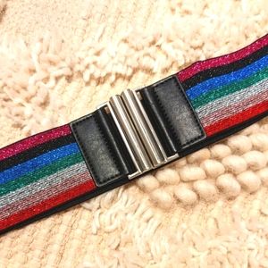 Express Metallic Mutli-color Stretch Belt